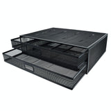 Double Iron Desktop Stand With Drawer For Height Increase And Storage - Black-1915196862160310278