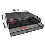 Double Iron Desktop Stand With Drawer For Height Increase And Storage - Black-1915196862160310274