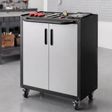 Giantz Rolling Tool Cabinet Heavy-Duty Storage Cabinet Adjustable Shelf Black and Grey