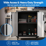 Giantz Rolling Tool Cabinet Heavy-Duty Storage Cabinet Adjustable Shelf Black and Grey
