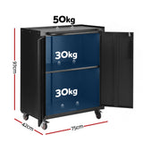 Giantz Rolling Tool Cabinet Heavy-Duty Storage Cabinet Adjustable Shelf Black