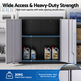Giantz Steel Tool Cabinet Wall Mount Adjustable Shelf Garage Storage Lockable Black Grey