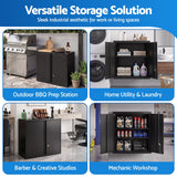 Giantz Steel Tool Cabinet Wall Mount Adjustable Shelf Garage Storage Lockable Black