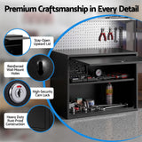 Giantz Wall Mount Steel Tool Cabinet Garage Storage Box Lockable Overhead Shelf Black