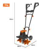 NNEMB Electric Rotary Hoe Garden Tiller Soil Cultivator, Adjustable Depth, 6 Tines