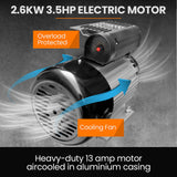NNEMB 3.5HP 100L 260L/min Belt Drive Air Compressor, 116 PSI, Dual Nitto Outlets, 15A Plug