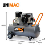 NNEMB 3.5HP 100L 260L/min Belt Drive Air Compressor, 116 PSI, Dual Nitto Outlets, 15A Plug