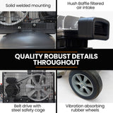 NNEMB 3.5HP 100L 260L/min Belt Drive Air Compressor, 116 PSI, Dual Nitto Outlets, Vertical Tank, 15A Plug