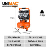 NNEMB 15L Pancake Air Compressor, 116PSI Portable Silent Oil-Free Electric, for Airtools Tyre Inflation