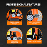 NNEMB 16L Twin Tank Air Compressor, 116PSI Portable Silent Oil-Free Electric, for Airtools Tyre Inflation