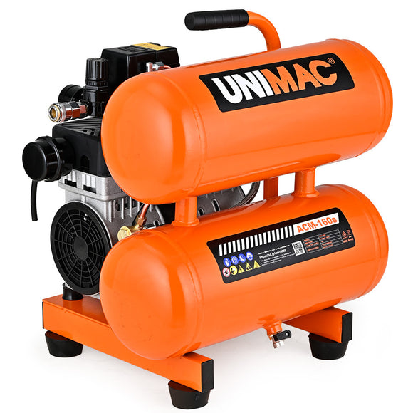 NNEMB 16L Twin Tank Air Compressor, 116PSI Portable Silent Oil-Free Electric, for Airtools Tyre Inflation