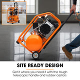 NNEMB 16L Silent Oil-Free Electric Air Compressor, 116PSI Portable with Wheels and Handle, Twin Nitto Outlets for Airtools, Tyre Inflation