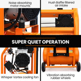 NNEMB 16L Silent Oil-Free Electric Air Compressor, 116PSI Portable with Wheels and Handle, Twin Nitto Outlets for Airtools, Tyre Inflation