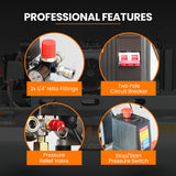 NNEMB 150L 4.5HP Ultra-Slient Oil-Free Electric Air Compressor, Long Life Quad Motor, 116PSI Portable Heavy Duty, Twin Nitto Outlets, 15A Plug