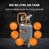 NNEMB 2HP 50L Silent Oil-Free Portable Electric Air Compressor, Vertical, for Airtools, Tyre Inflation
