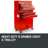 NNEMB 8 Drawer Tool Box Cabinet Chest Storage Toolbox Garage Organiser Set