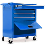 NNEMB 4 Drawer Tool Box Cabinet Trolley Storage, with 1-Door Toolbox Garage Organiser Set, Blue