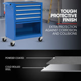 NNEMB 4 Drawer Tool Box Cabinet Trolley Storage, with 1-Door Toolbox Garage Organiser Set, Blue