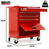 NNEMB 4 Drawer Tool Box Cabinet Trolley Storage, 1-Door Toolbox Garage Organiser Set, Red