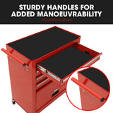 NNEMB 4 Drawer Tool Box Cabinet Trolley Storage, 1-Door Toolbox Garage Organiser Set, Red