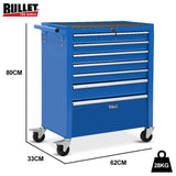 NNEMB 7 Drawer Tool Box Cabinet Trolley Storage, Toolbox Garage Organiser Set, Blue