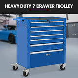 NNEMB 7 Drawer Tool Box Cabinet Trolley Storage, Toolbox Garage Organiser Set, Blue