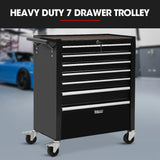 NNEMB 7 Drawer Tool Box Cabinet Trolley Storage, Toolbox Garage Organiser Set, Black