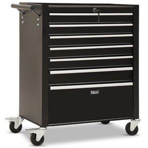 NNEMB 7 Drawer Tool Box Cabinet Trolley Storage, Toolbox Garage Organiser Set, Black