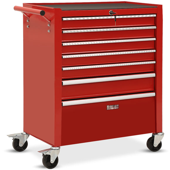 NNEMB 7 Drawer Tool Box Cabinet Trolley Storage, Toolbox Garage Organiser Set, Red