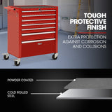 NNEMB 7 Drawer Tool Box Cabinet Trolley Storage, Toolbox Garage Organiser Set, Red