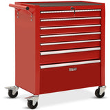NNEMB 7 Drawer Tool Box Cabinet Trolley Storage, Toolbox Garage Organiser Set, Red