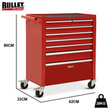 NNEMB 7 Drawer Tool Box Cabinet Trolley Storage, Toolbox Garage Organiser Set, Red