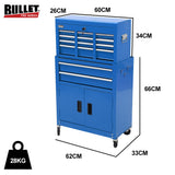 NNEMB 8 Drawer Tool Box Cabinet Chest Storage, Toolbox Garage Organiser Set, Blue