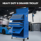 NNEMB 8 Drawer Tool Box Cabinet Chest Storage, Toolbox Garage Organiser Set, Blue