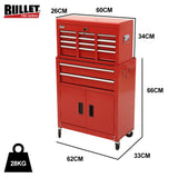 NNEMB 8 Drawer Tool Box Cabinet Chest Storage, Toolbox Garage Organiser Set, Red
