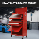 NNEMB 8 Drawer Tool Box Cabinet Chest Storage, Toolbox Garage Organiser Set, Red