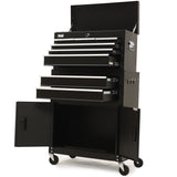 NNEMB 8 Drawer Tool Box Chest Cabinet Storage, with 2-Door Toolbox Garage Organiser Set, Black