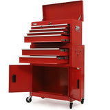 NNEMB 8 Drawer Tool Box Chest Cabinet Storage, with 2-Door Toolbox Garage Organiser Set, Red