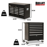 NNEMB 16 Drawer Tool Box Cabinet Chest Storage, Toolbox Garage Organiser Set, Black