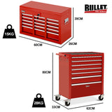 NNEMB 16 Drawer Tool Box Cabinet Chest Storage, Toolbox Garage Organiser Set, Red16 Drawer Tool Box Cabinet Chest Storage, Toolbox Garage Organiser Set, Red