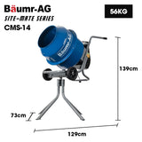 NNEMB 140L Portable Cement Concrete Mixer with Pedestal Stand, 550W Electric Motor, 10 Inch Solid Rubber Wheels