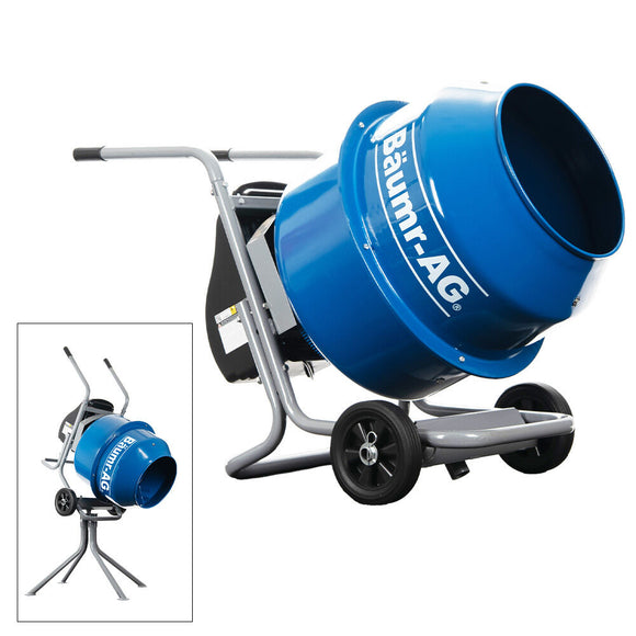 NNEMB 140L Portable Cement Concrete Mixer with Pedestal Stand, 550W Electric Motor, 10 Inch Solid Rubber Wheels