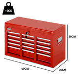 NNEMB 9 Drawer Tool Box Chest, Organiser Mechanic Garage Storage Toolbox Set - Red