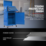 NNEMB 3 Drawer Tool Box Cabinet Trolley Storage, with 1-Door Toolbox Garage Organiser Set, Blue