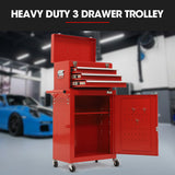 NNEMB 3 Drawer Tool Box Cabinet Trolley Storage, 1-Door Toolbox Garage Organiser Set, Red