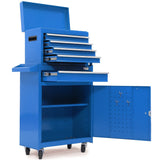 NNEMB 5 Drawer Tool Box Cabinet Chest Storage, with 1-Door Toolbox Garage Organiser Set, Blue