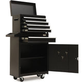NNEMB 5 Drawer Tool Box Cabinet Chest Storage, with 1-Door Toolbox Garage Organiser Set, Black
