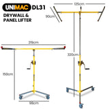 NNEMB Drywall & Panel Lifter, 1200 x 3600 68kg Max Gyprock Sheet, Galvanised, No-mark Locking Castors