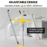 NNEMB Drywall & Panel Lifter, 1200 x 3600 68kg Max Gyprock Sheet, Galvanised, No-mark Locking Castors