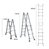 NNEMB Bullet 4m Folding Aluminium Multipurpose Ladder, w/ Workshelf Platform, Spring Assisted Rapid Safety Lock Adjusters